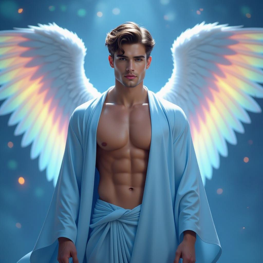 Handsome Angel Bathed in Celestial Light