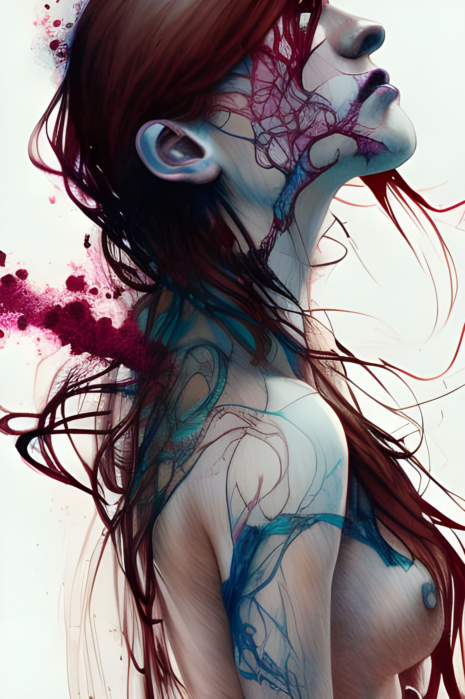 Sinister Redhead Goddess Portrait in Hyper-Detailed Style