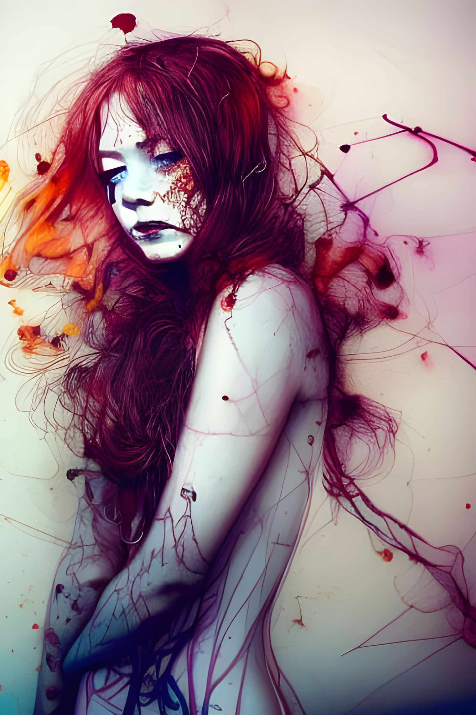 Redhead Goddess Portrait in Digital Illustration Style