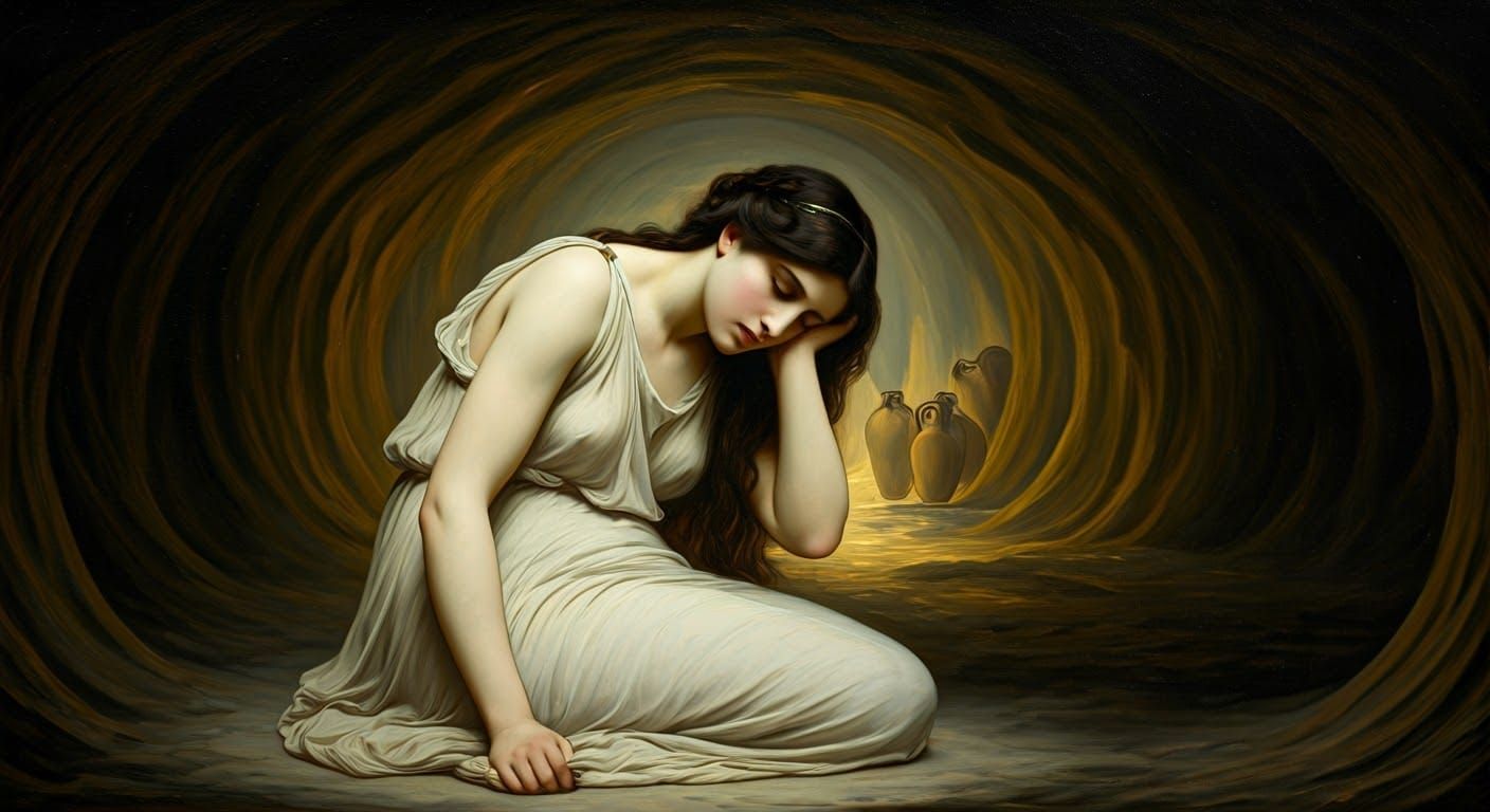 The Danaides - condemned in the underworld to eternally fill a bottomless vessel