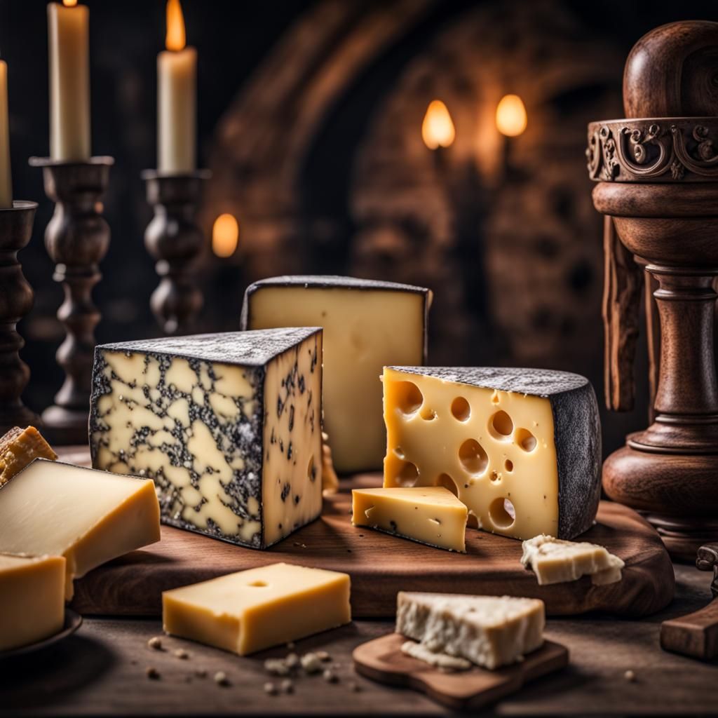 Hyperrealistic Medieval King of Cheese Portrait