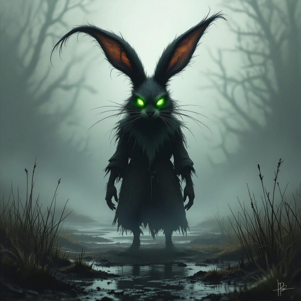 Mischievous Púca Creature in Dark Fantasy Style