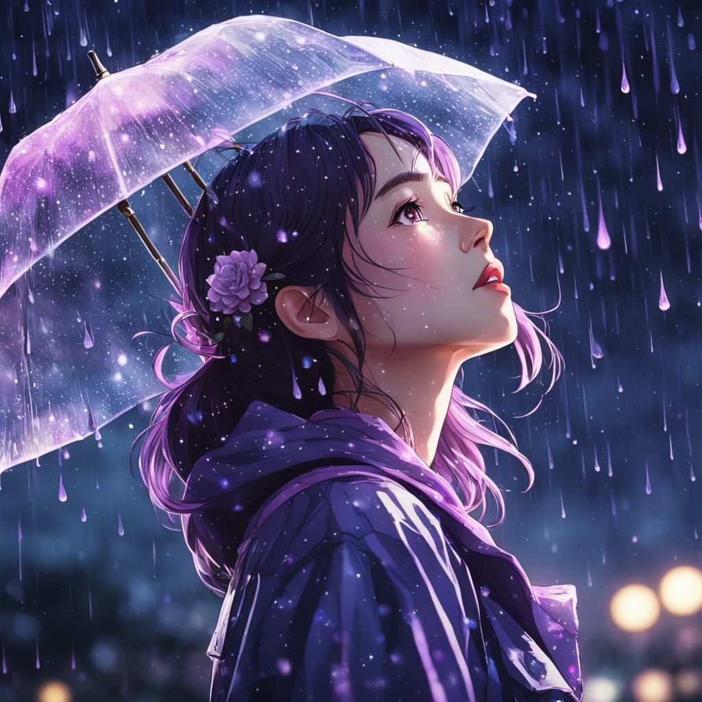 Dreamy Magical Girl Under the Celestial Stars