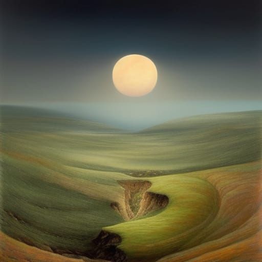 Surreal Feminine Figure in Dreamlike Landscape