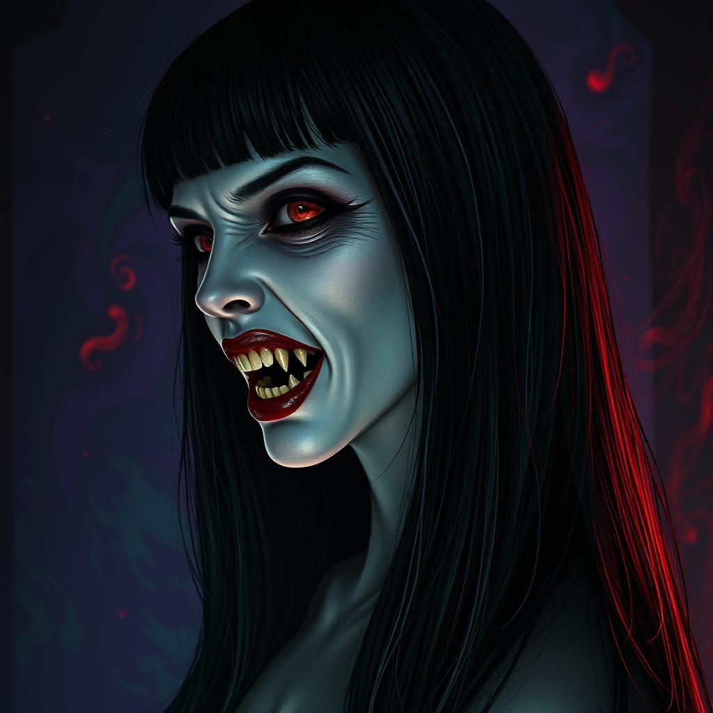 Gothic Vampire with Crimson Eyes