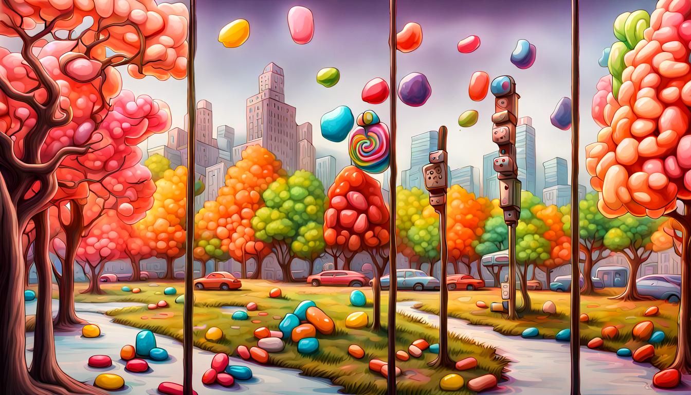 Candy Wonderland with Jelly Bean Rocks in Street Art