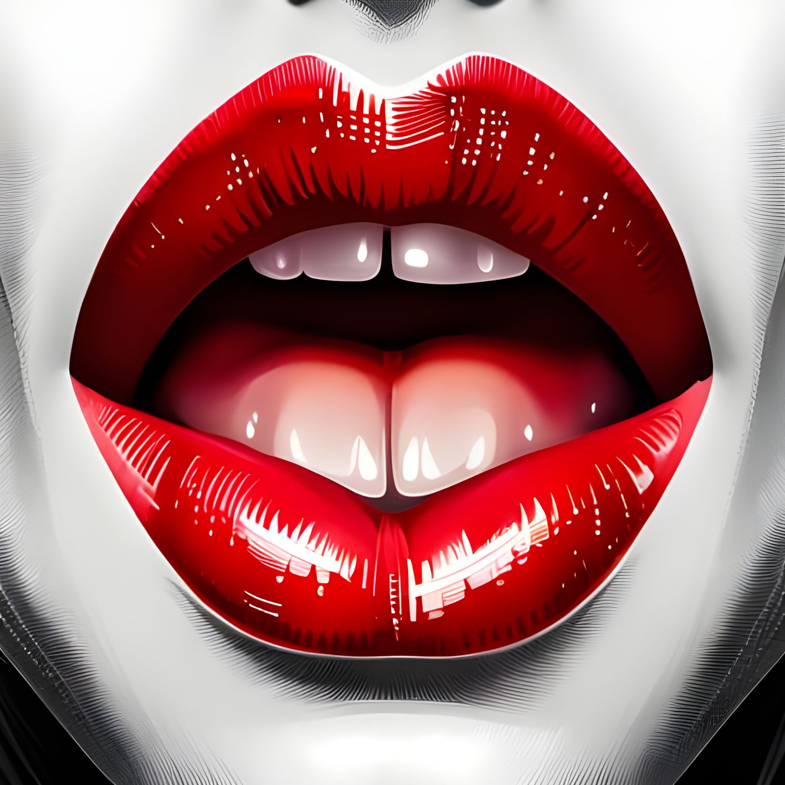 Macro Lips Pin-Up in Clockpunk Style