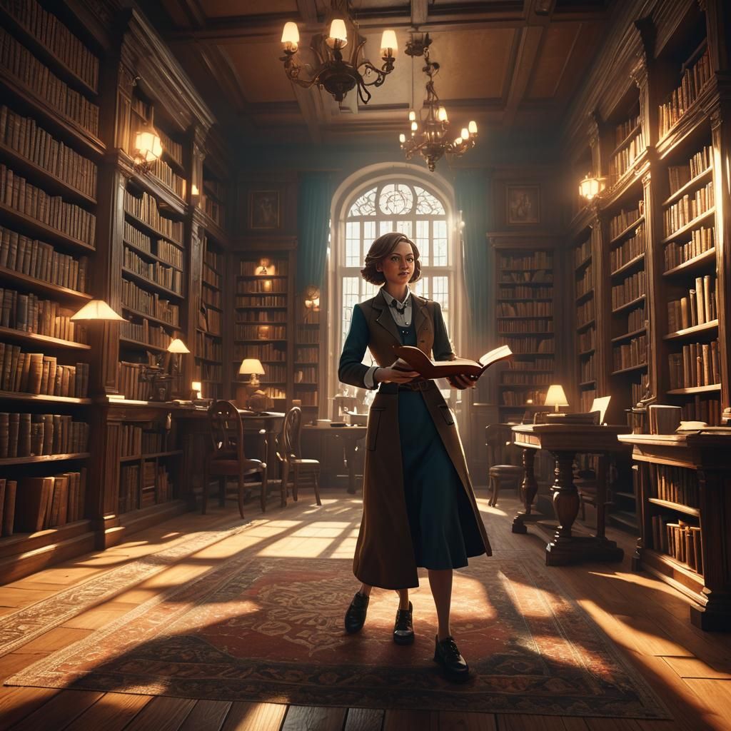 Professor Kills Waitress in Library: Cinematic 3D Render