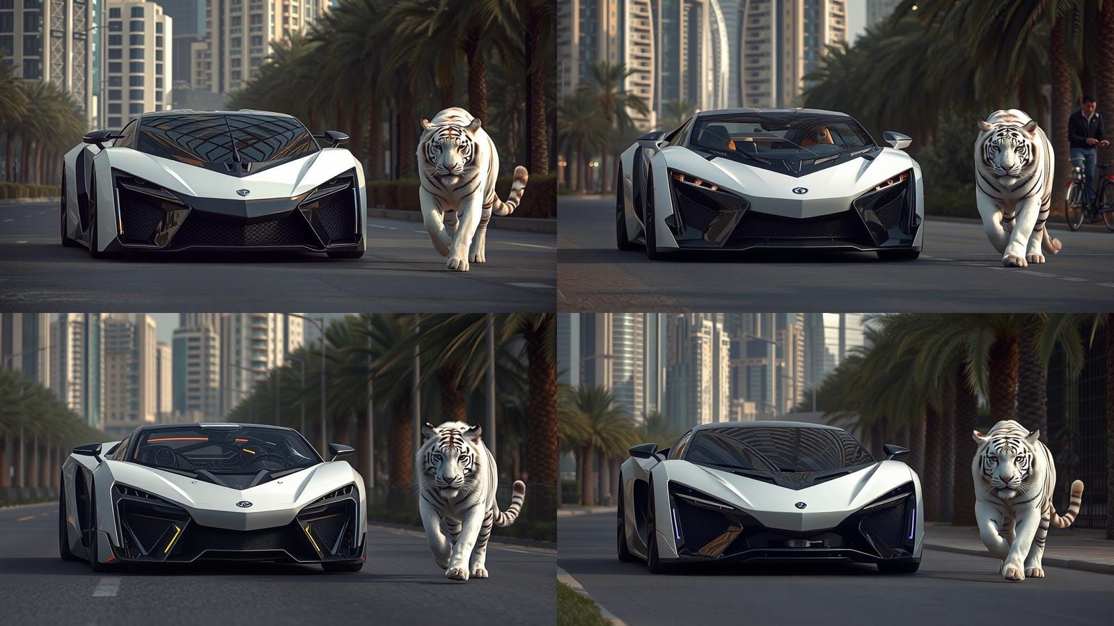 Concept Car with White Tiger in Dubai