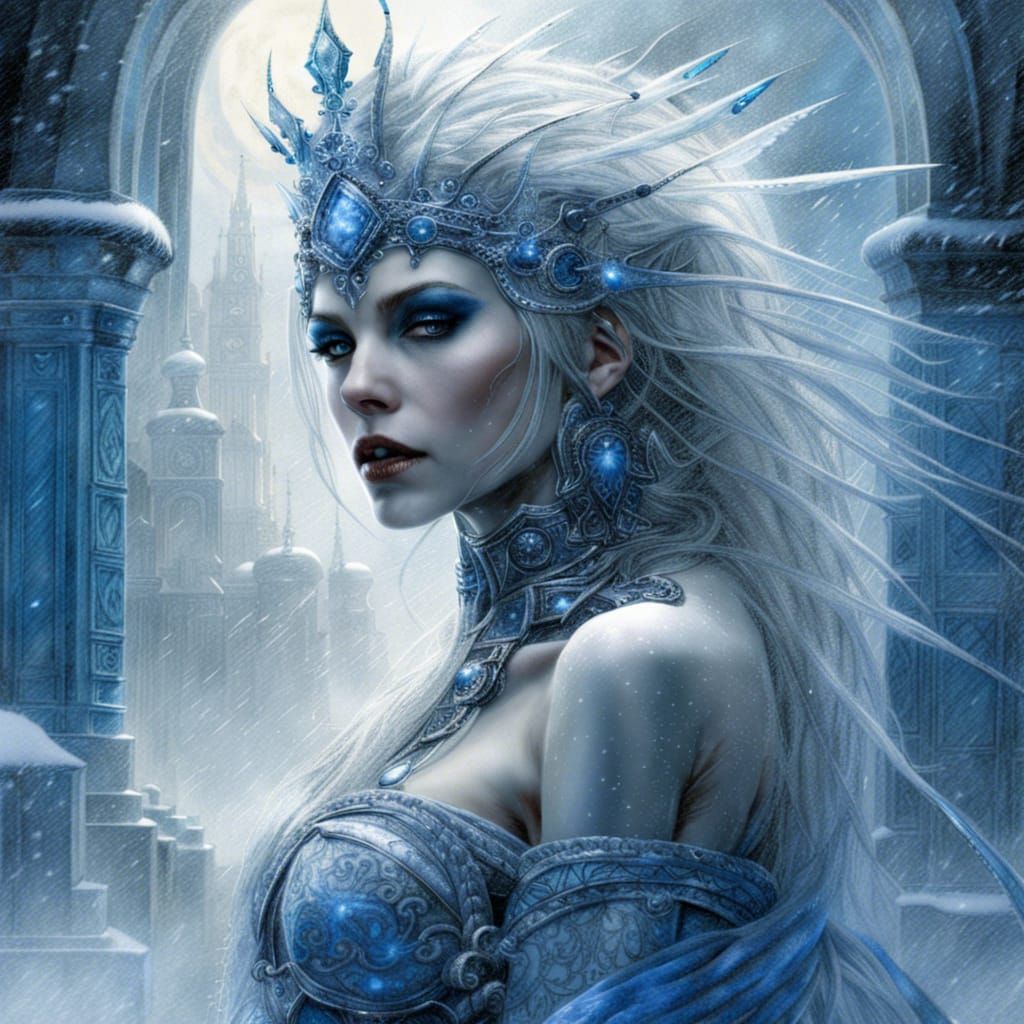 Ice Queen in Snowstorm, Digital Matte Painting