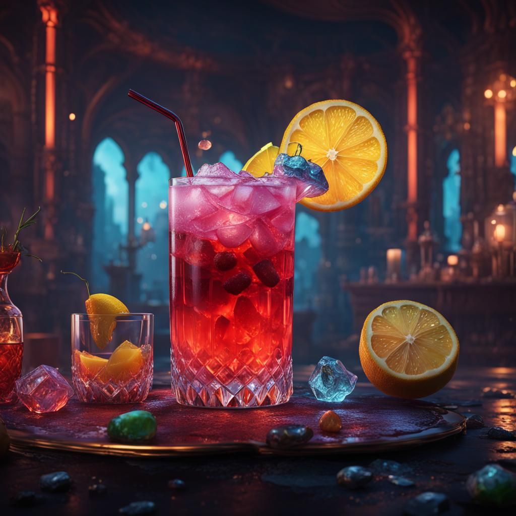 Fantastical Cocktail in Detailed Matte Painting Style