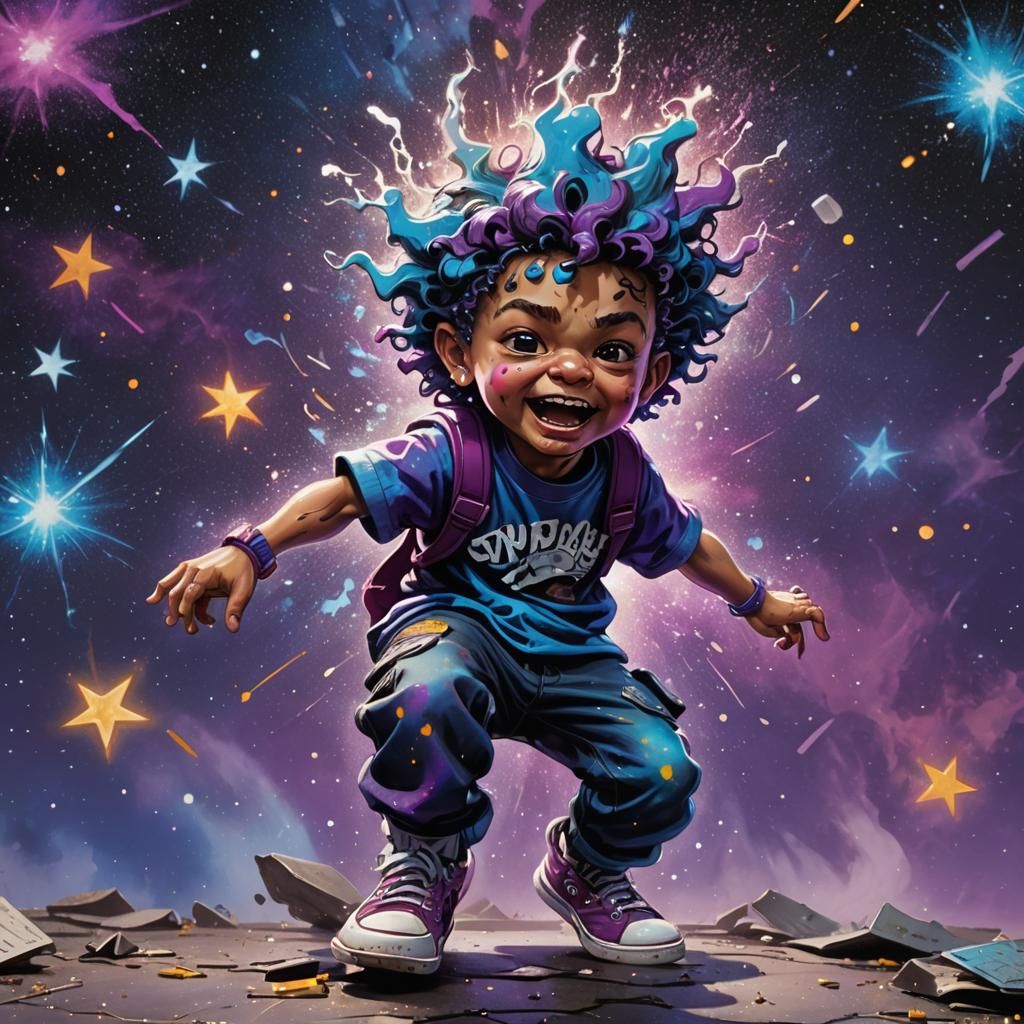 Garbage Pail Kid Breakdancing on a Star