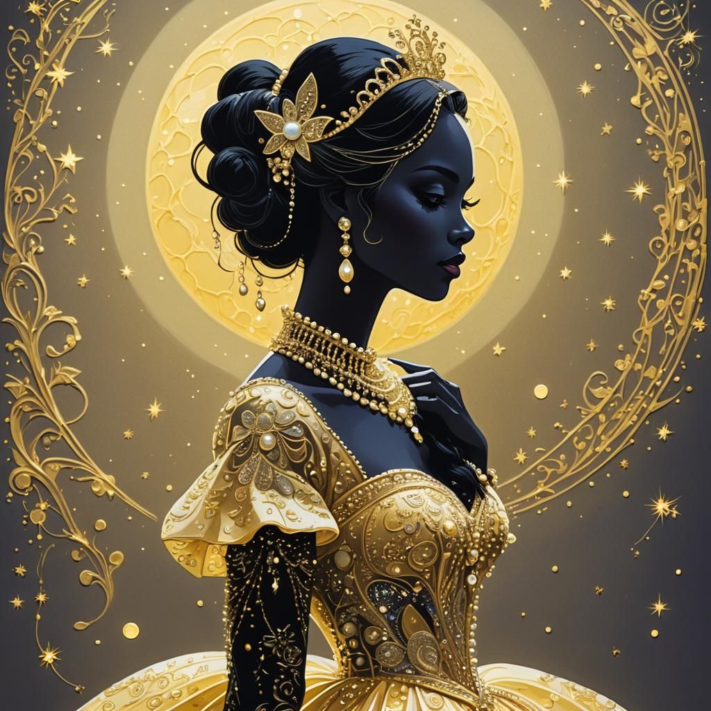 Graceful Silhouette Princess in Neom Lights