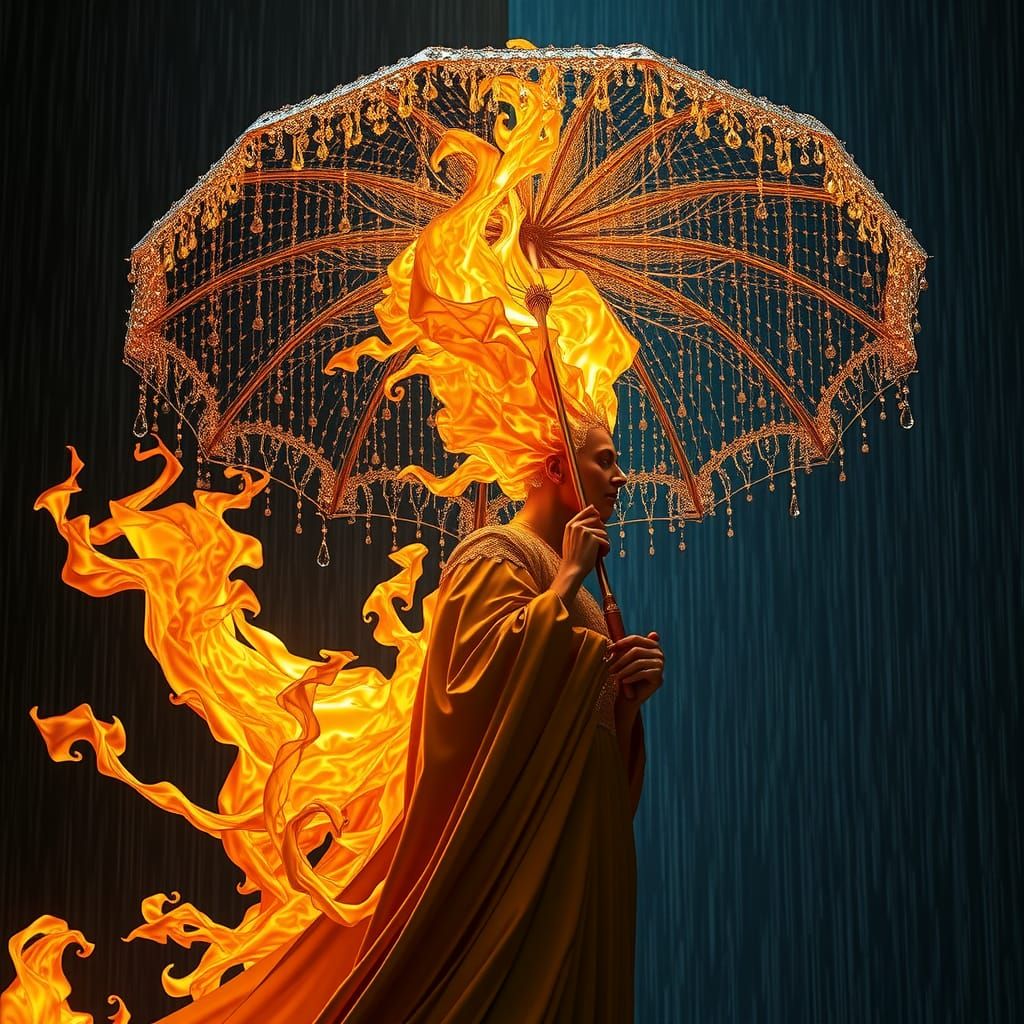 Flame Spirit with Diamond Rain Umbrella