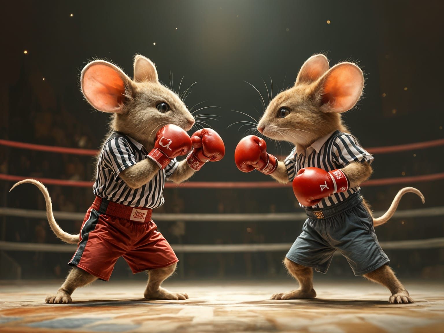 Anthropomorphic Mice Engage in Fierce Boxing Match