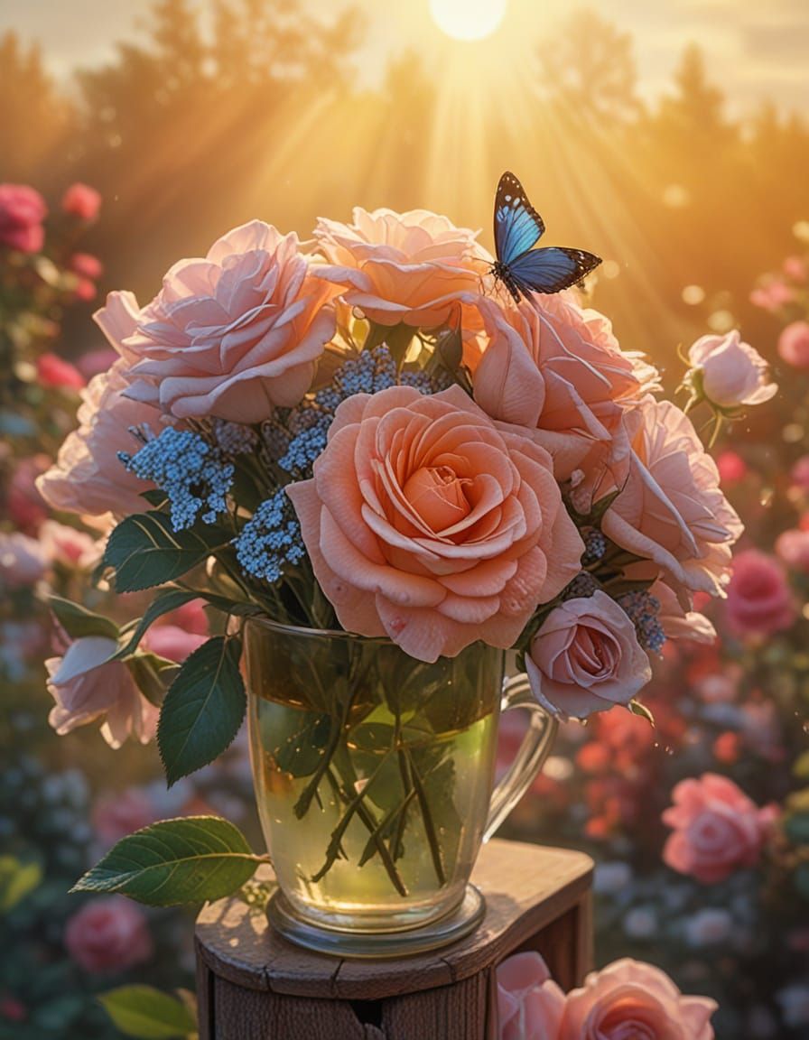 Cinematic Morning Tea in Nature with Soft Sunlight