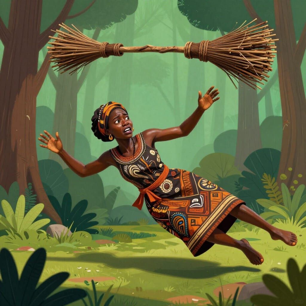 Madam Ifeoma Falls Through Forest Floor With Twig Broom