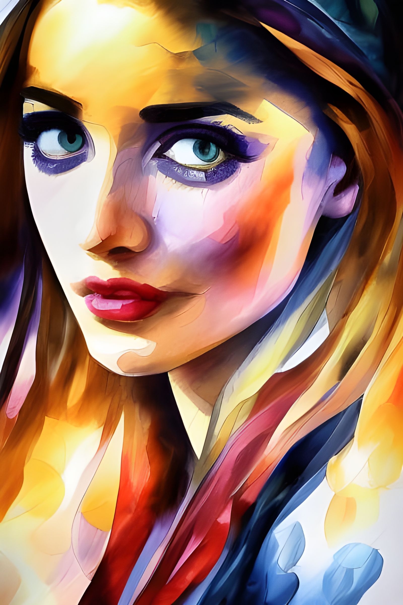 Beautiful Woman Portrait in Watercolor Style
