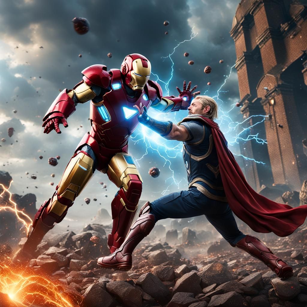 Iron Man vs Thor: Detailed Fantasy Concept Art