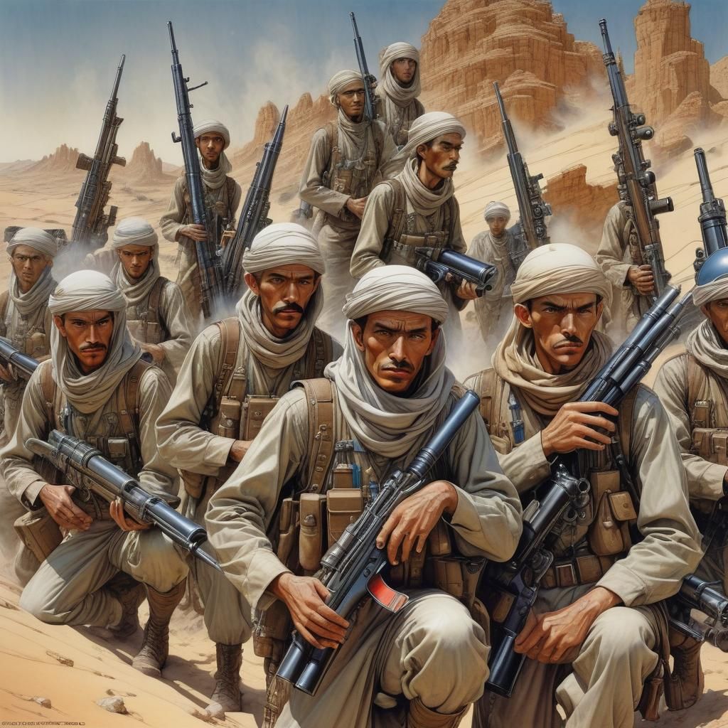 Arabian Infantry with Rocket Launchers in Surreal Style