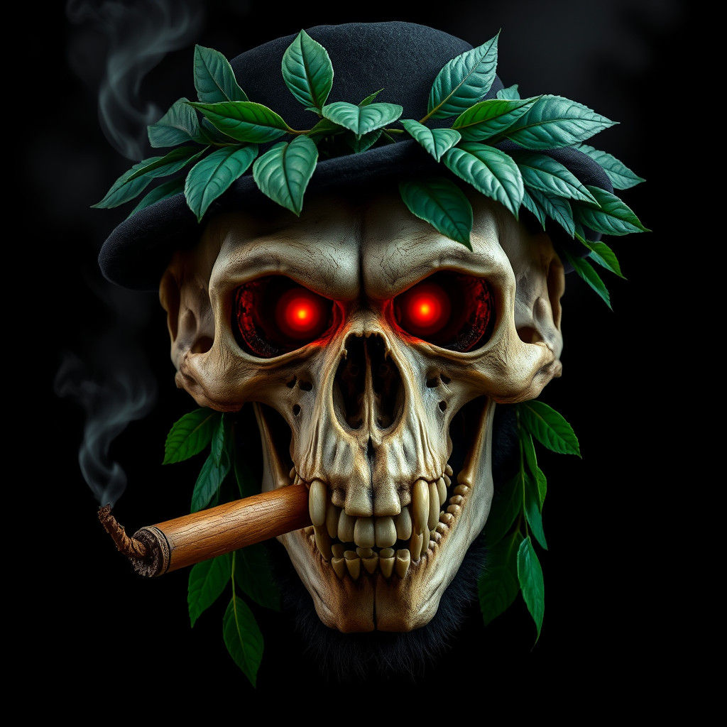 Vintage Ape Skull with Cigar in Surreal Style