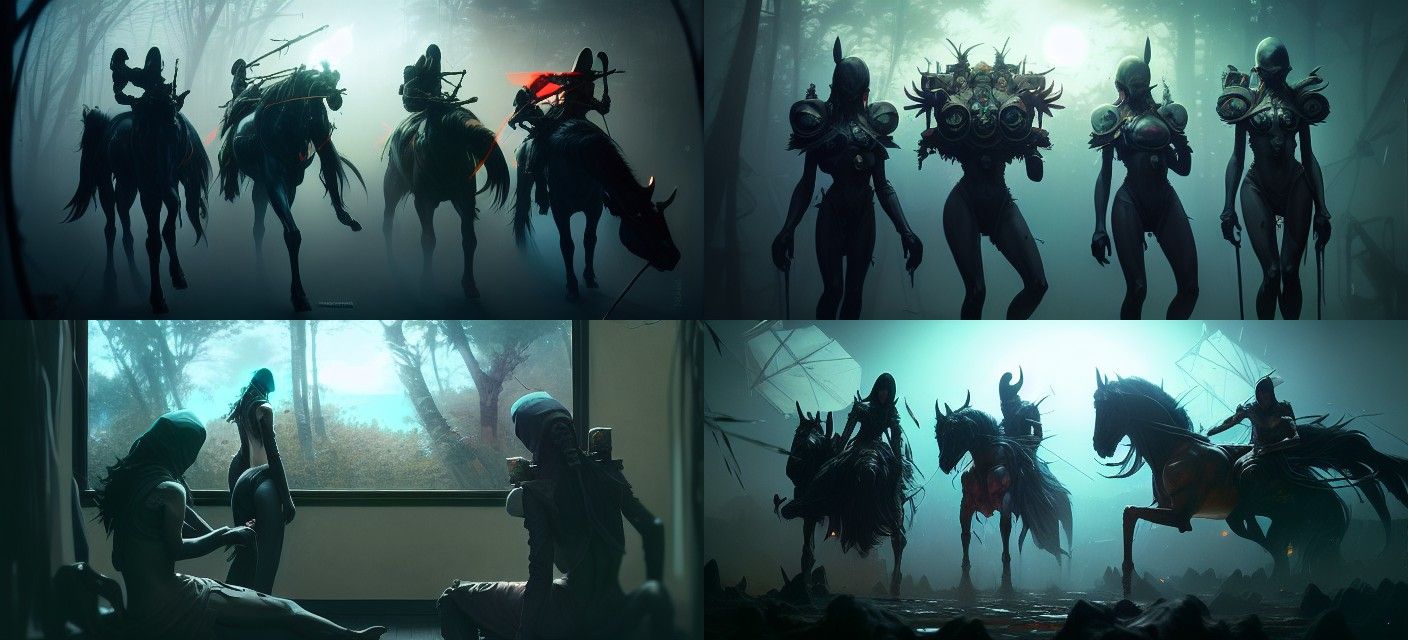 Apocalyptic Horsemen in Hyperdetailed Photography Style