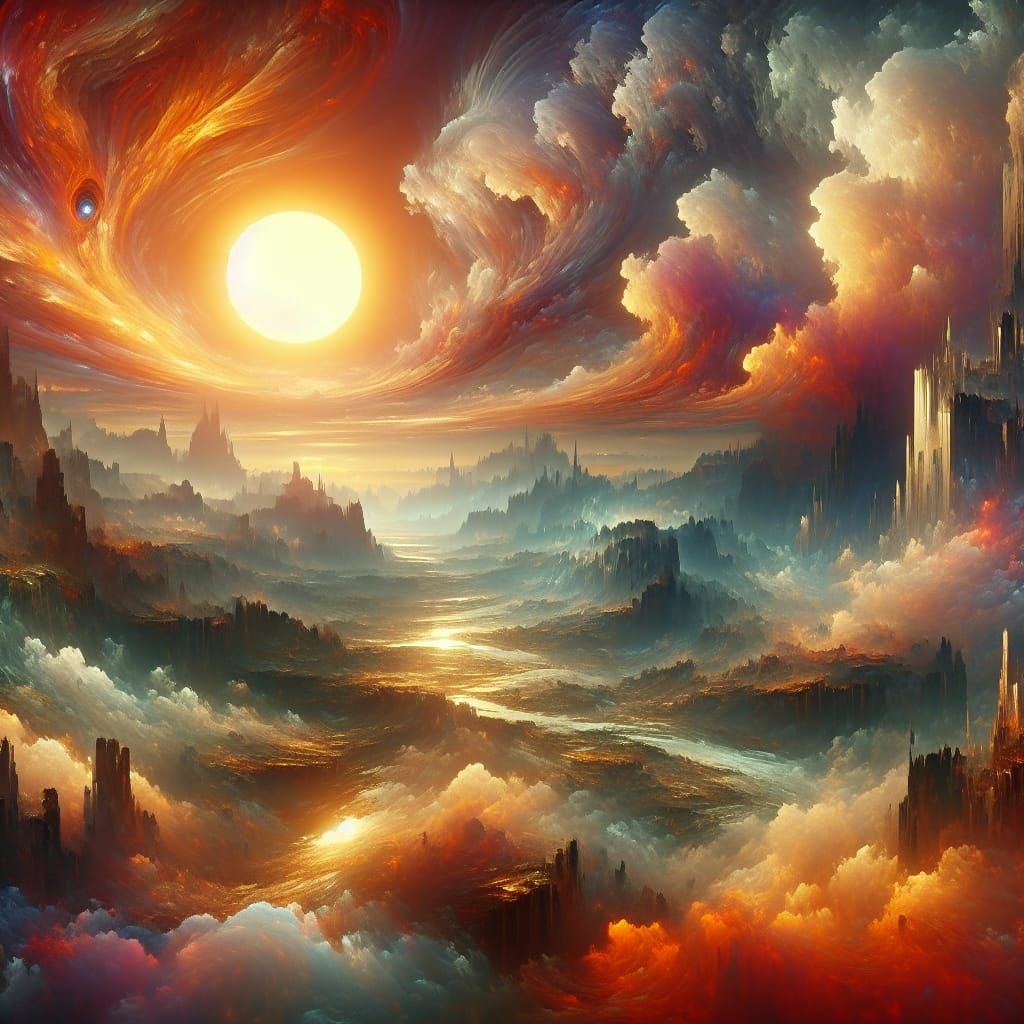 Fantastical Sun Matte Painting in Deep Colors