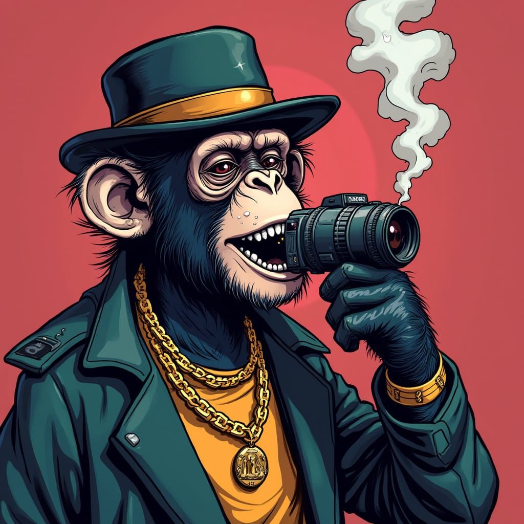 Gangster Monkey Smokes Vapor, Takes Photos in Bold, Colorful...