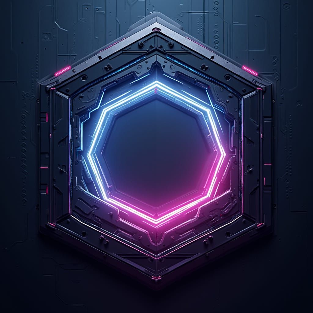 Ethereal Neon Hexagon Background in Futuristic Cyberpunk Sty...