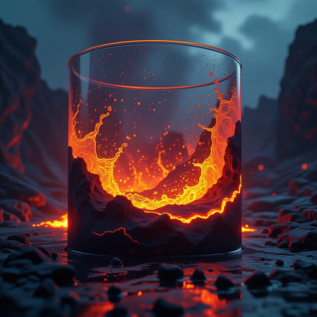 Epic Lava Waves Crashing Inside Glass Container