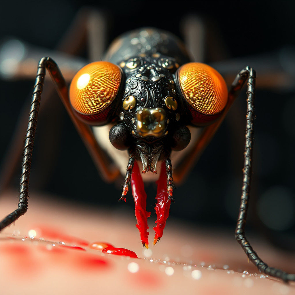 Ethereal Bloodthirsty Mosquito in Surreal, Guache-Inspired A...