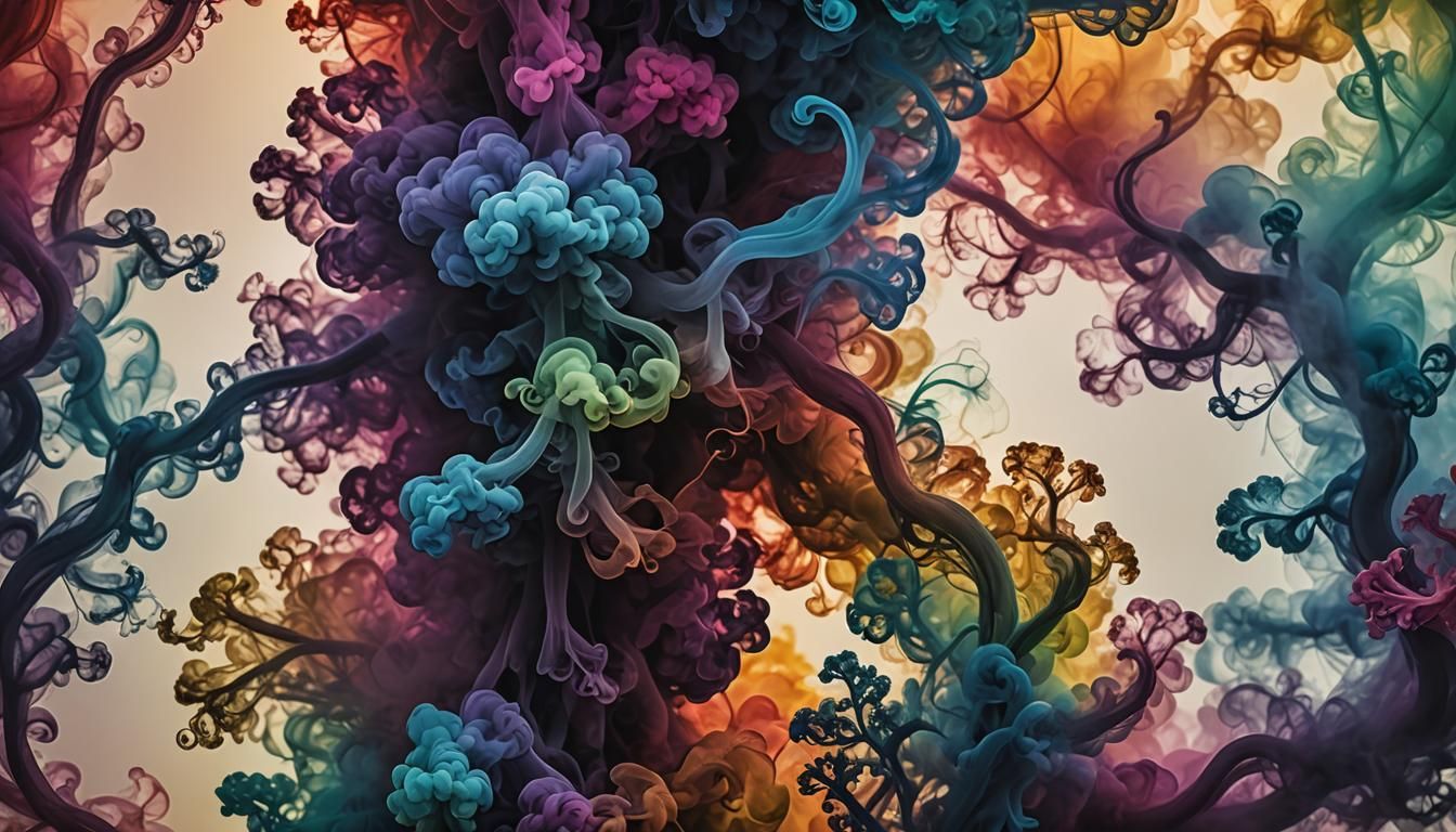 Rainbow Smoke Silhouette in Hyper-Realistic Digital Art