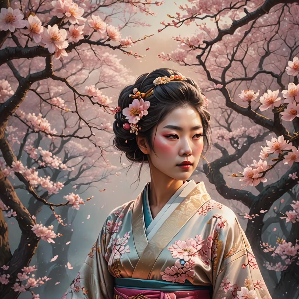 Blossom Portrait in Surreal Dreamlike Style