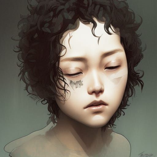 Japanese Teen Portrait in Hyperdetailed Art Style
