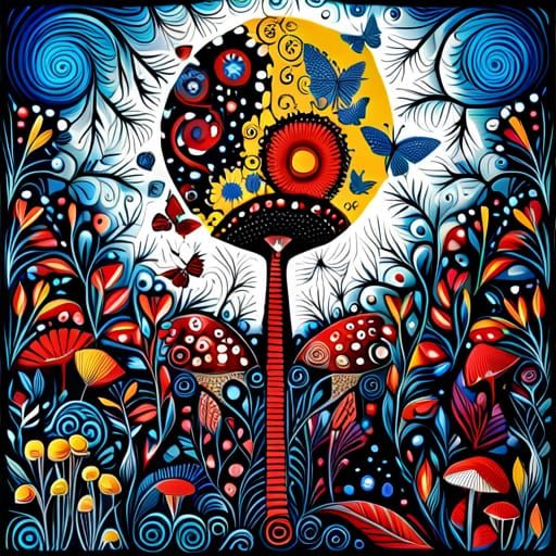 Beautiful Garden in Forest: Mixed Media Digital Art