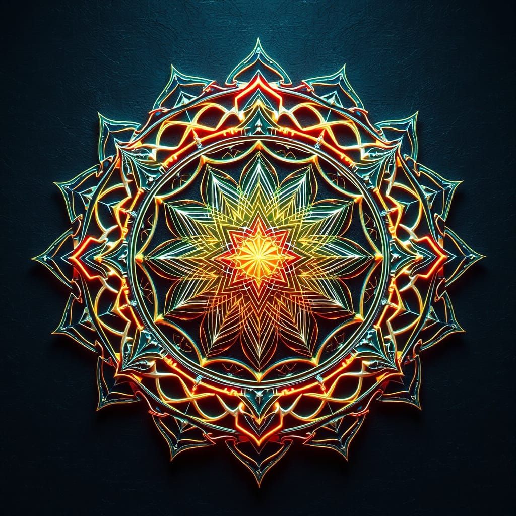 Surreal Sri Yantra Radiates Cosmic Energy