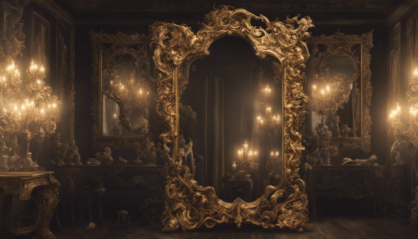 Ethereal Fairytale Mirror with Gold Accents