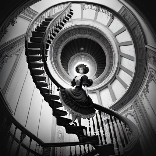 Creepy Porcelain Doll Descends Spiral Staircase