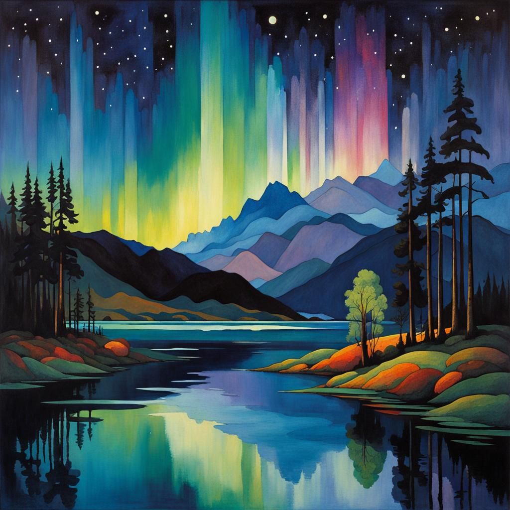 Aurora Borealis Night Sky Landscape