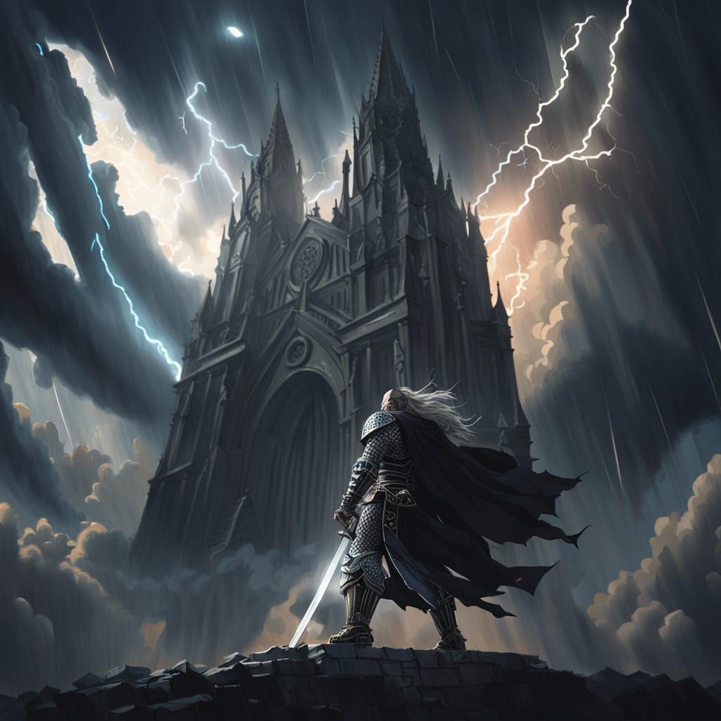 Epic Knight with Sword in Dark Fantasy Style