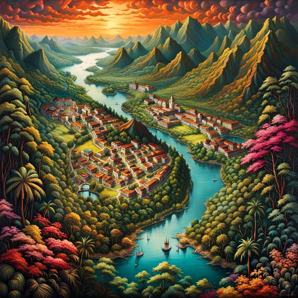 Belize Topographical Map in Da Vinci Style