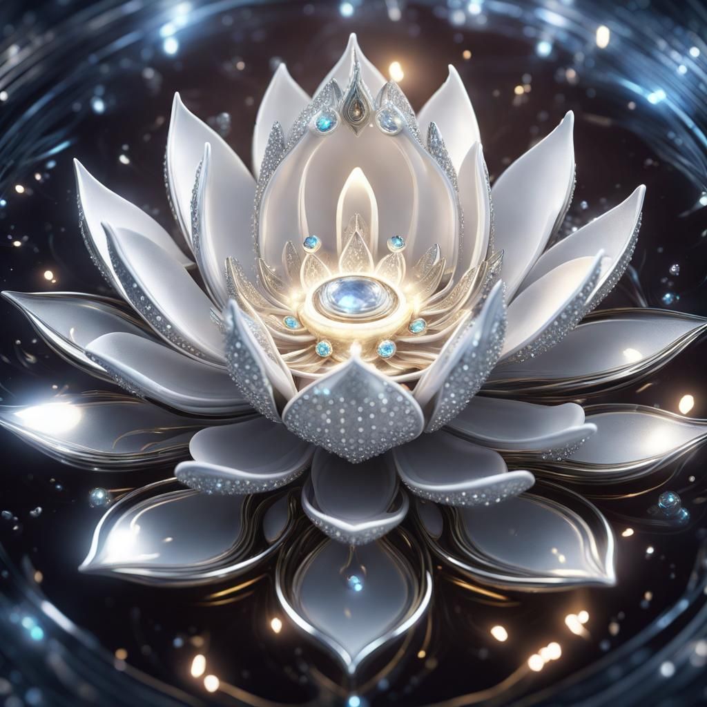 Jeweled Lotus Flower with Swirling Light