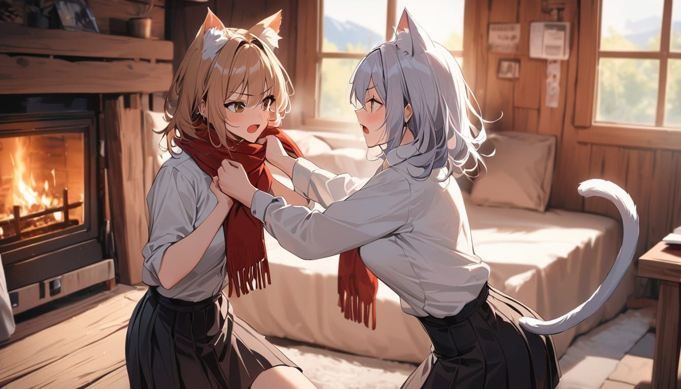 Fierce Feline Friends Engage in Epic Tug of War