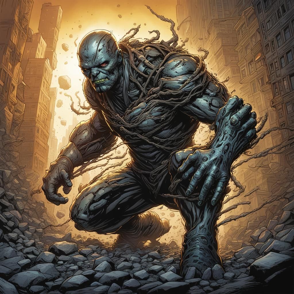 Deformed Hero in Comic Book Style