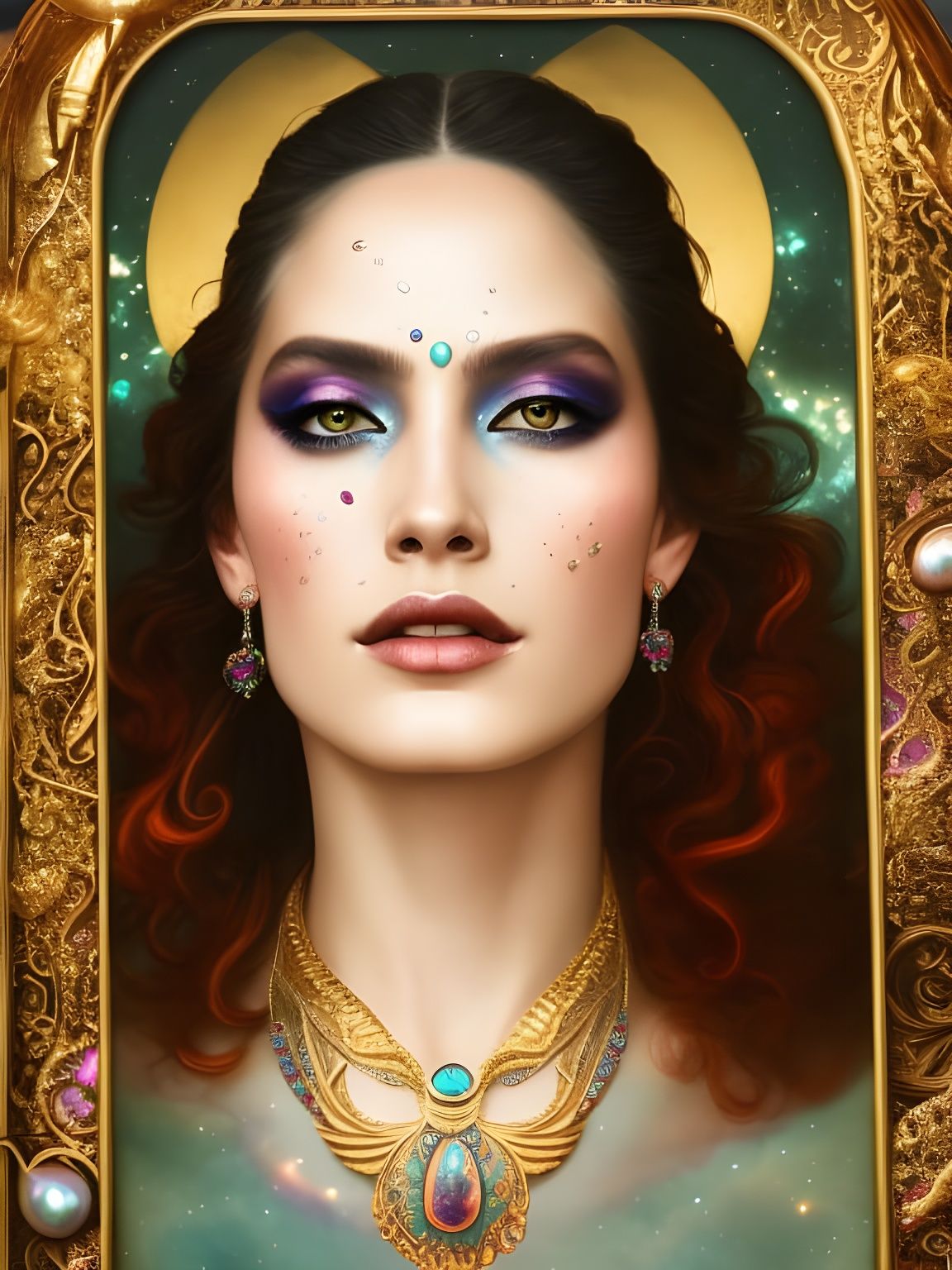 Romantic Beauty Goddess in Swirling Ornamentals