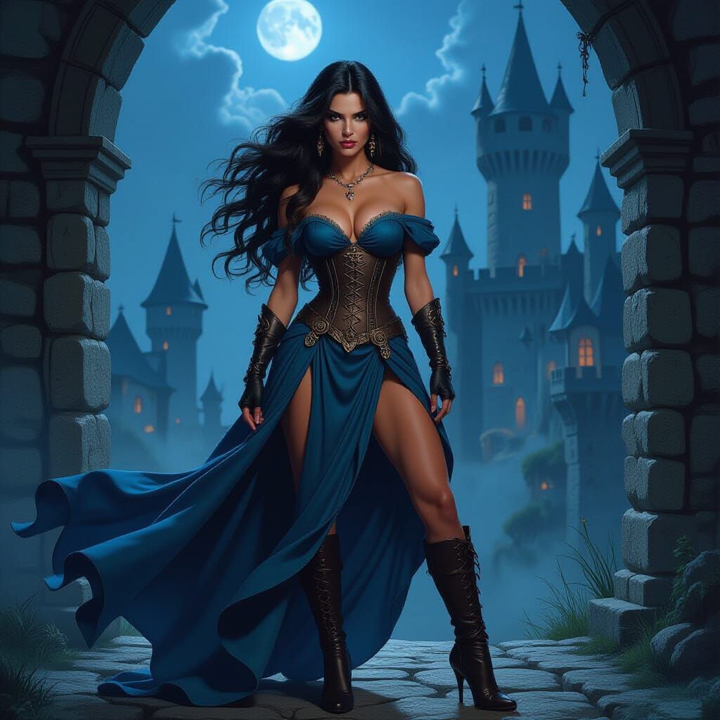 Warrior Princess Wields Magic in Fantasy Art Style