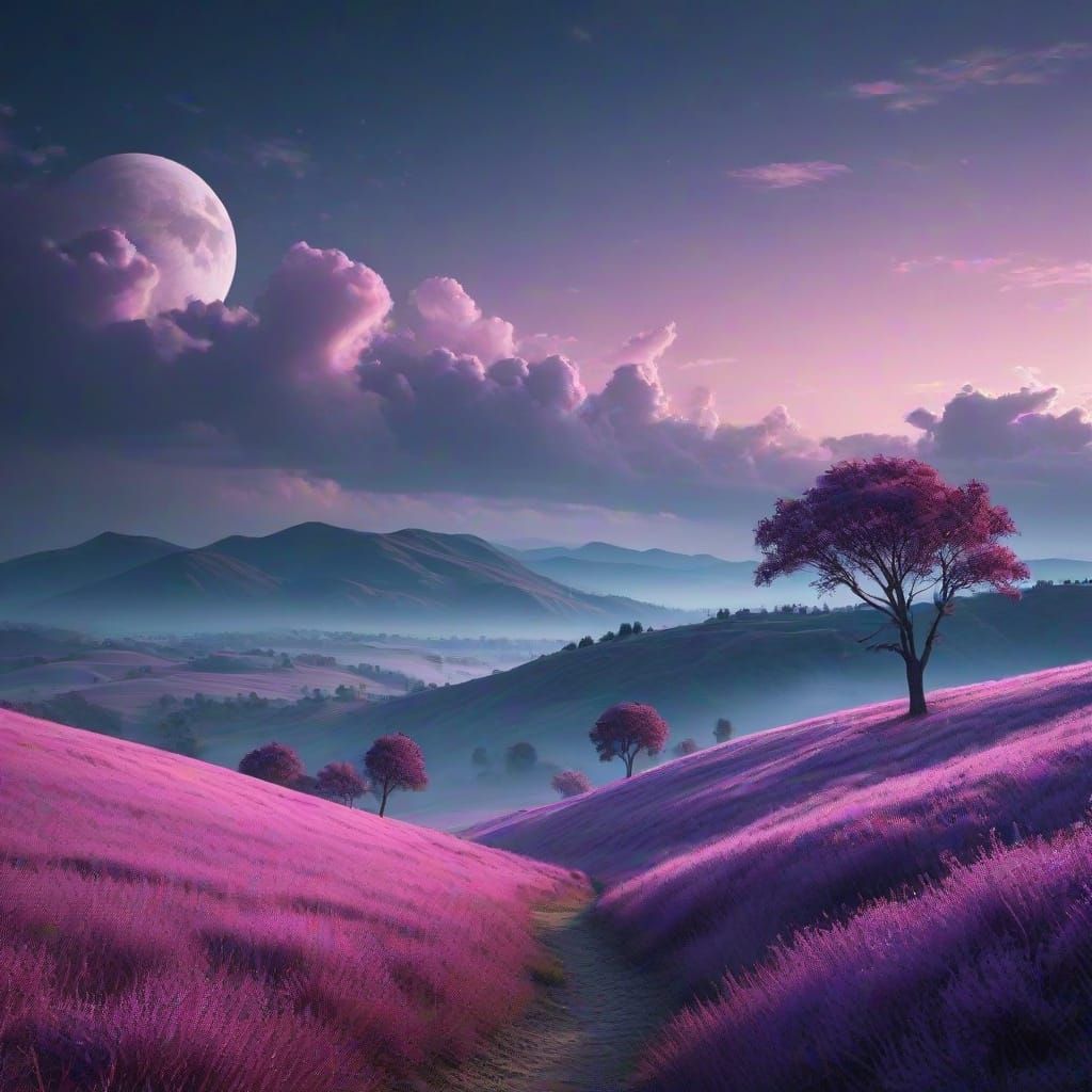 Lunar Dreamscape in Ethereal Oil Painting Style