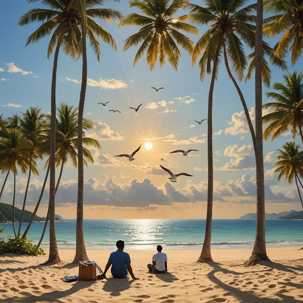 Beach Serenity: A Matte Painting of Coastal Bliss