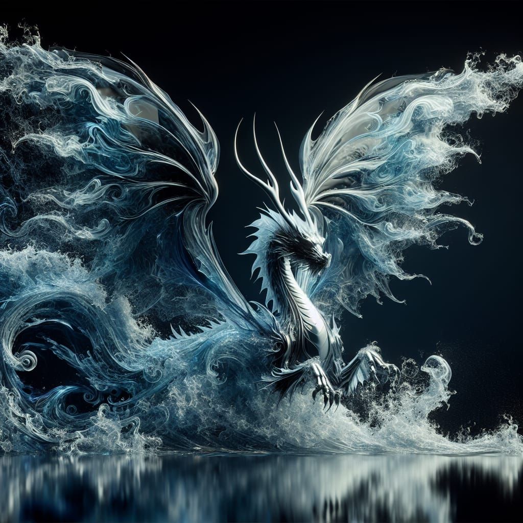 Winged Water Dragon in Majestic Splendor