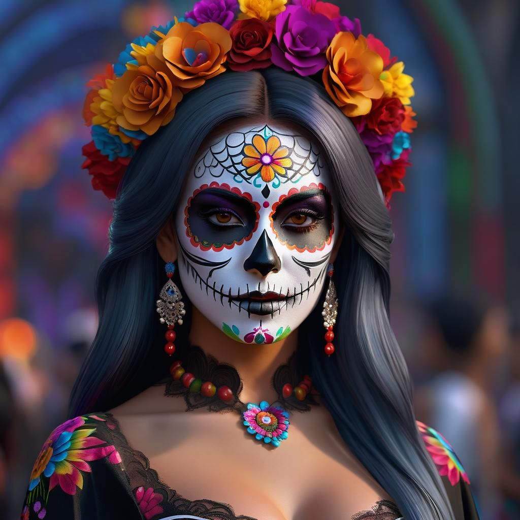 Day of the Dead Woman in 3D Anime Art